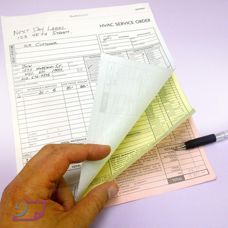 NextDayLabels HVAC Service Order Invoice & Repair Detail Form, 3 Part Forms Carbonless (No Company Name Printed) 100 Sets - Image 3